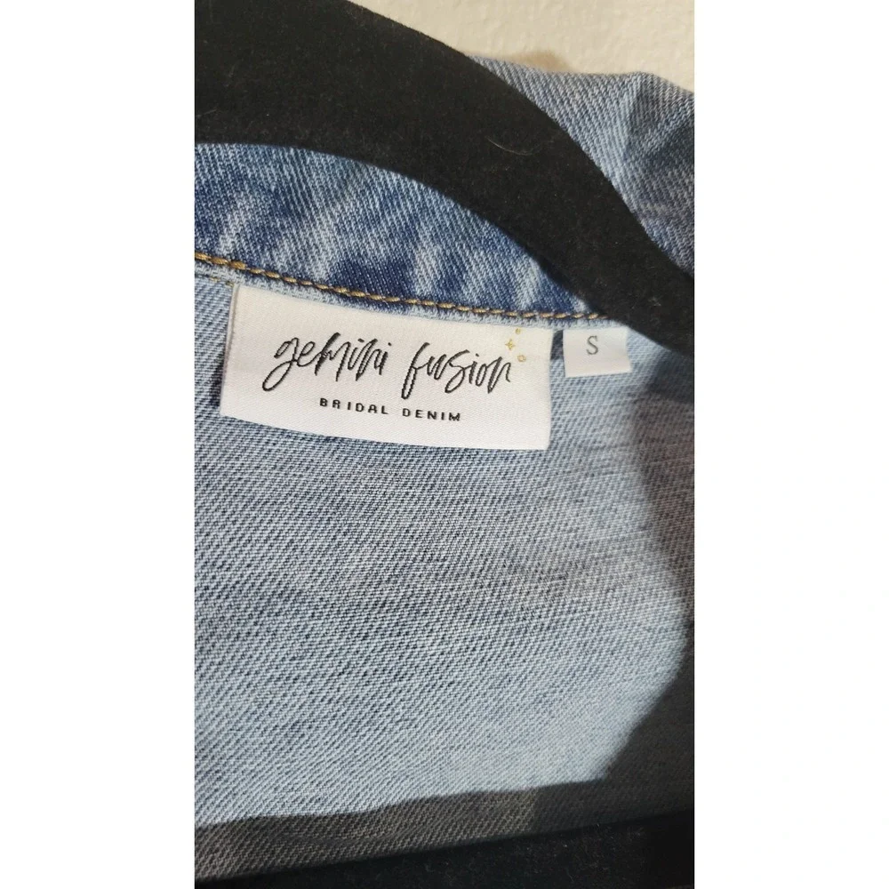 Gemini Fusion Gemini Fusion Bridal Denim Jacket Roman‎ Numeral Detail Size Small